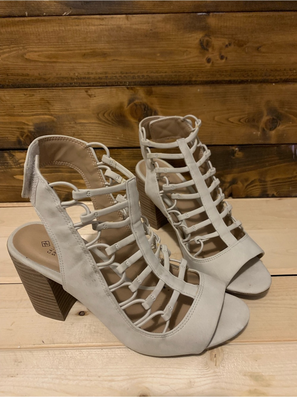 Call It Spring Cream Strappy Block Heel Sandals